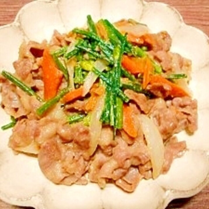 花ニラと玉葱 豚肉の味噌炒め レシピ 作り方 By ブルーボリジ 楽天レシピ